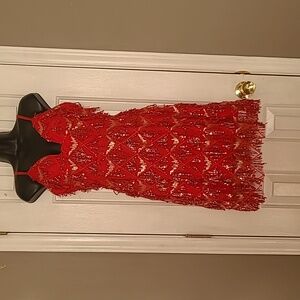 Marthea Boho Inspired Elegant Diamond Sequin Red  Dress